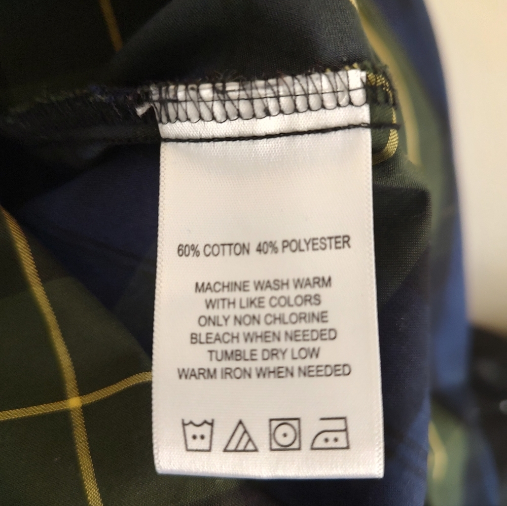Foxcroft Tina Lenox Tartan Plaid Button Down Shirt Black Blue Green 20W Shaped - Picture 8 of 9